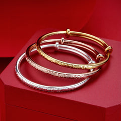 黃財神旺財手環 55mm 鈍銀 (鍍玫瑰金、鍍金、鍍金、白金)